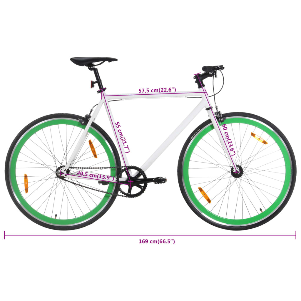 Fiets met Vaste Versnelling 700c - Wit/Groen - 35% Korting!