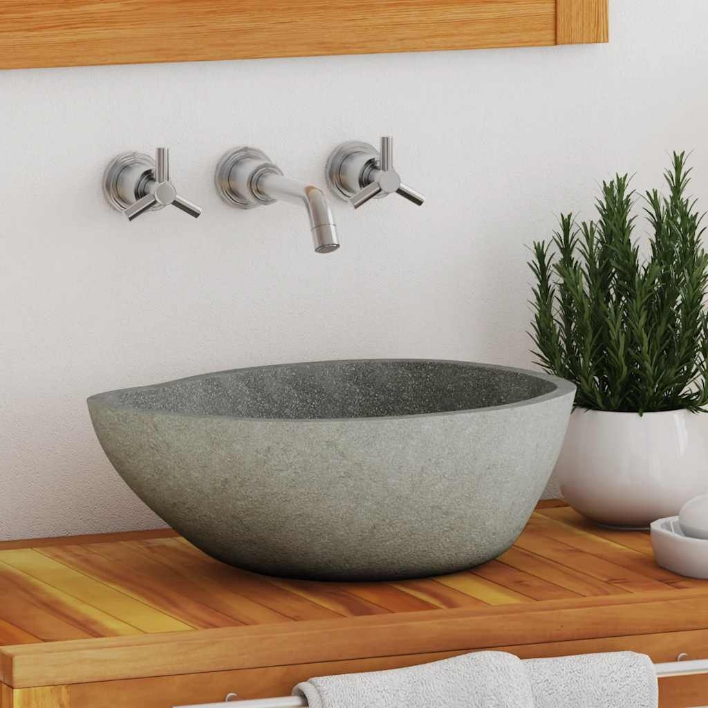 vidaXL Riviersteen Wastafel Ovaal - 35% Korting!