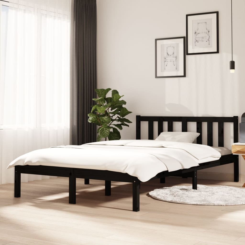 vidaXL Bedframe 120x200 Zwart Massief Hout - 35% Korting!