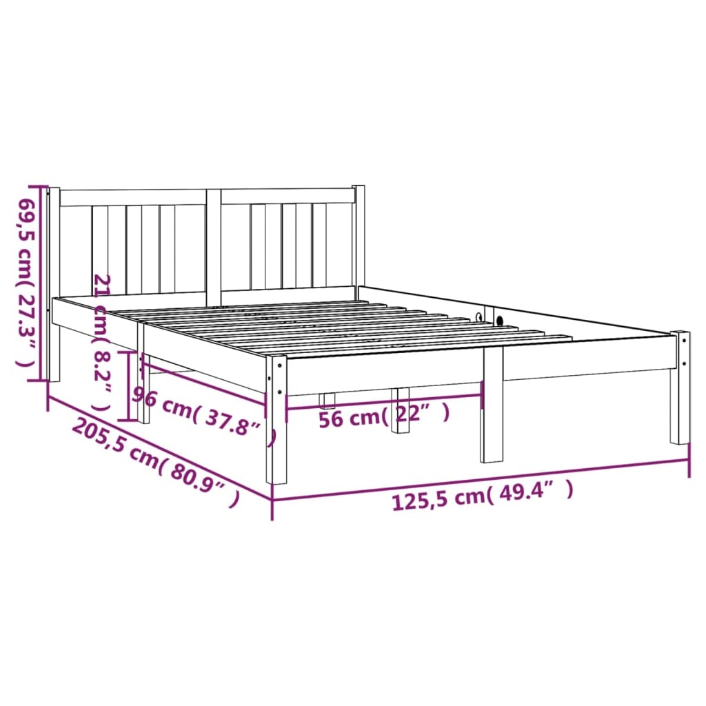 vidaXL Bedframe 120x200 Zwart Massief Hout - 35% Korting!