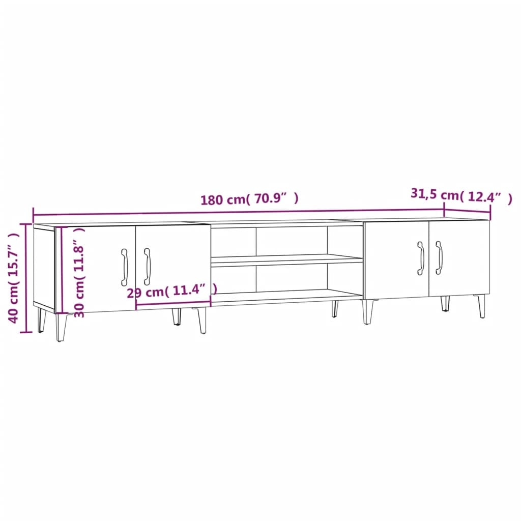 vidaXL Tv-meubel 180x31,5x40 cm bewerkt hout zwart