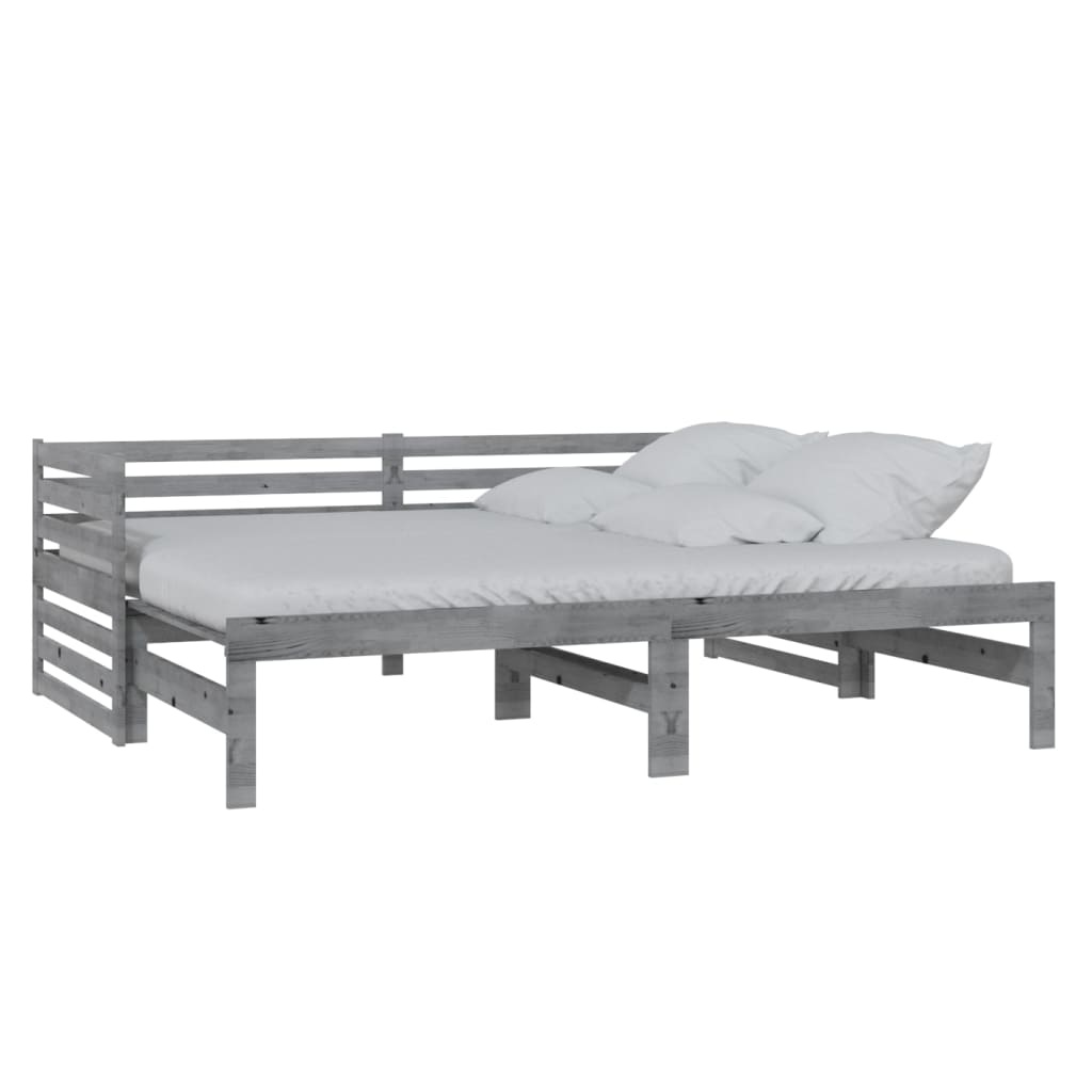 VidaXL Bedbank Grenen Grijs 2x90x200 - 45% Korting!