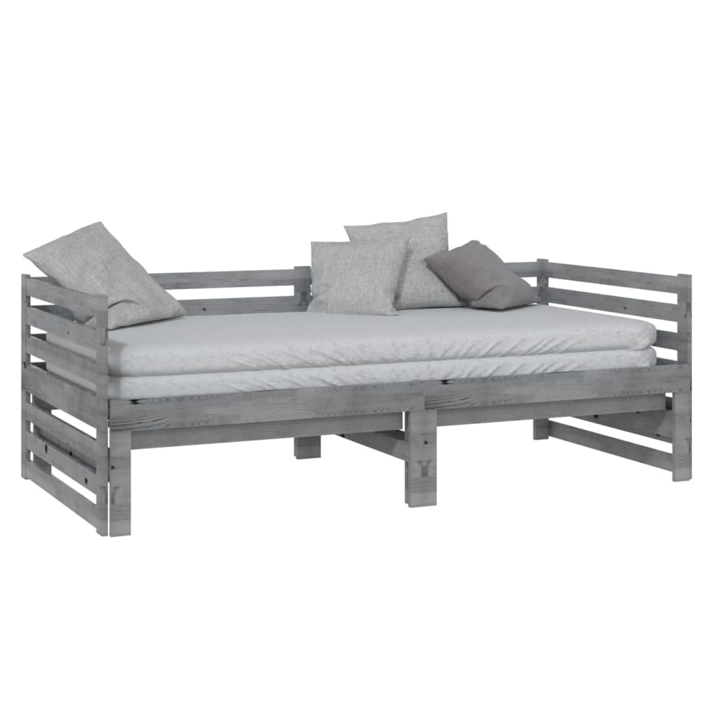 VidaXL Bedbank Grenen Grijs 2x90x200 - 45% Korting!