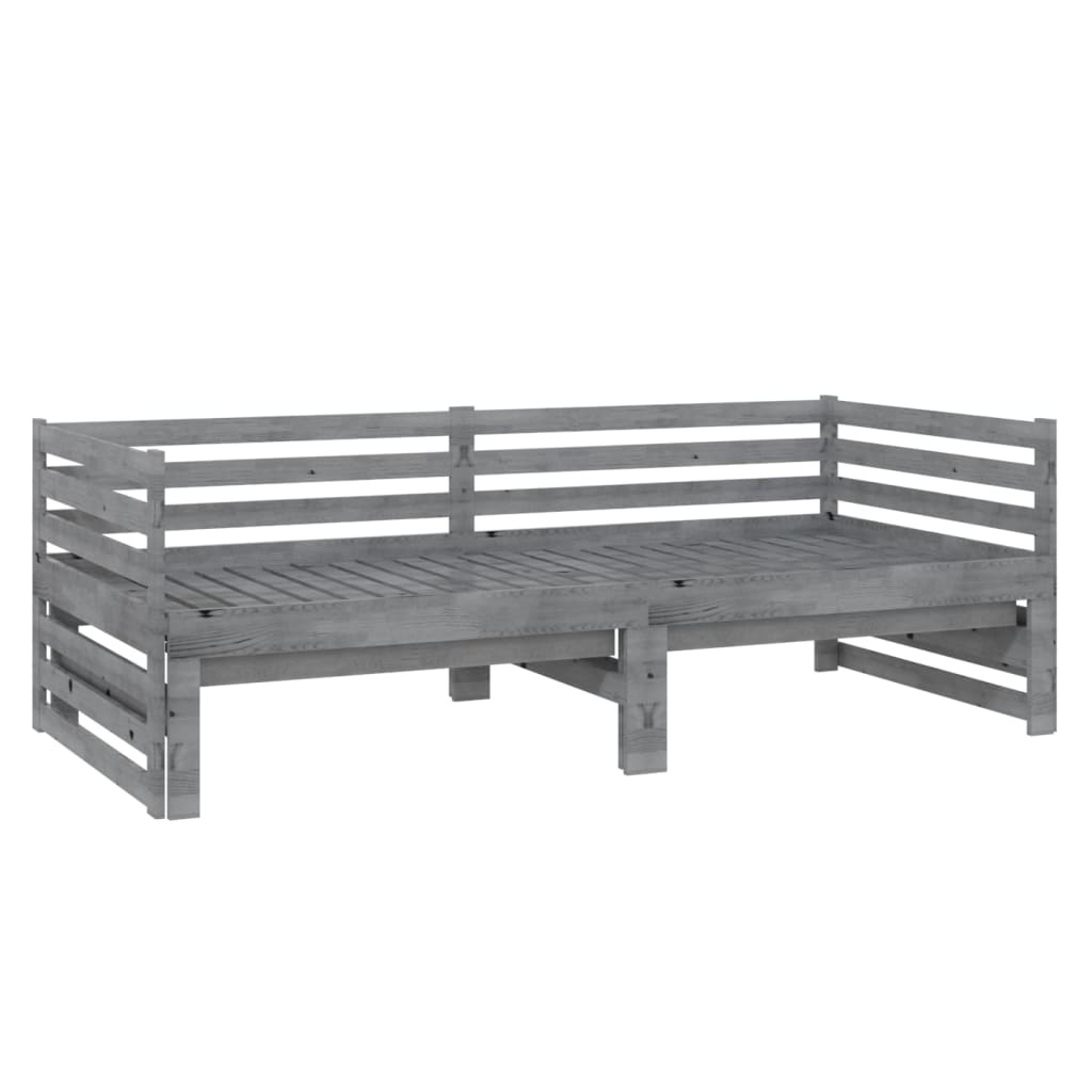 VidaXL Bedbank Grenen Grijs 2x90x200 - 45% Korting!