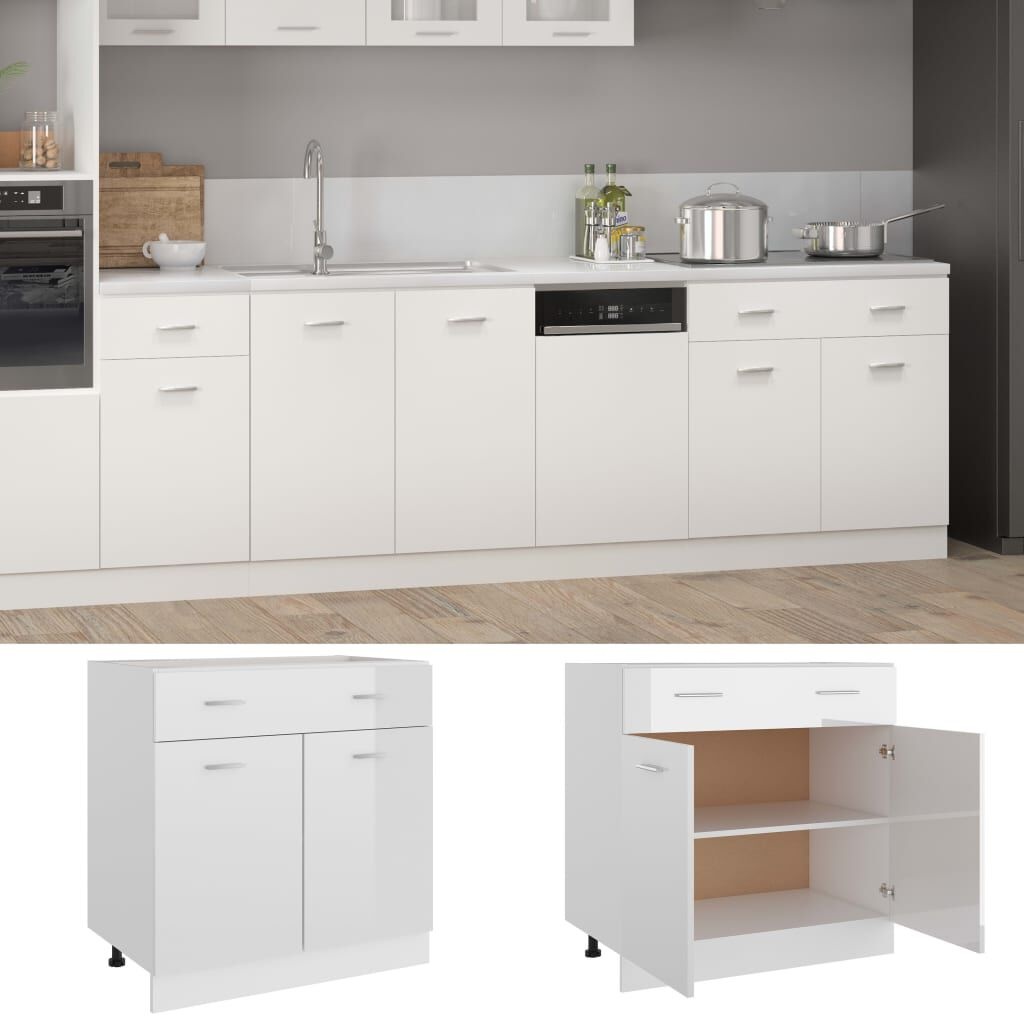 VidaXL Onderkast Lyon Wit Hoogglans - 80cm - 47% Korting!