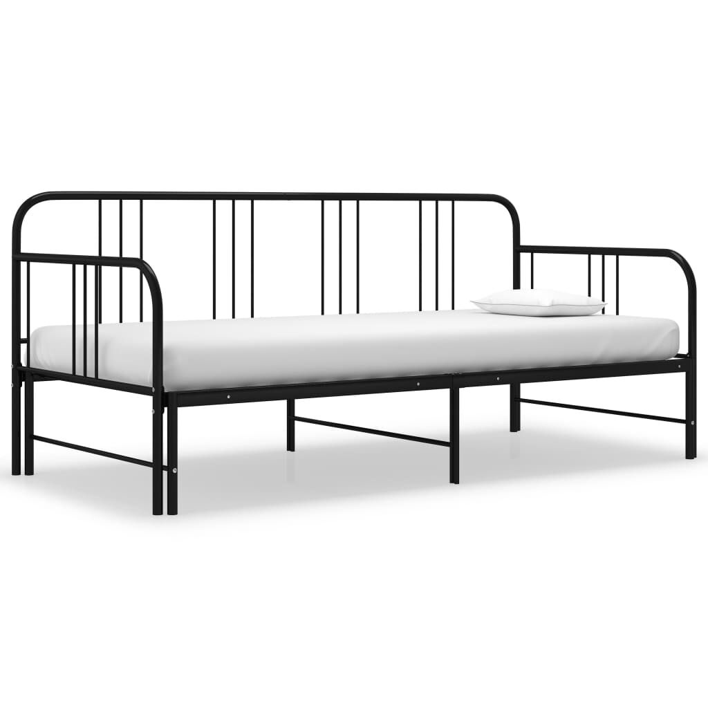 vidaXL Uitschuifbaar Slaapbankframe 90x200 cm Zwart - 35% Korting!