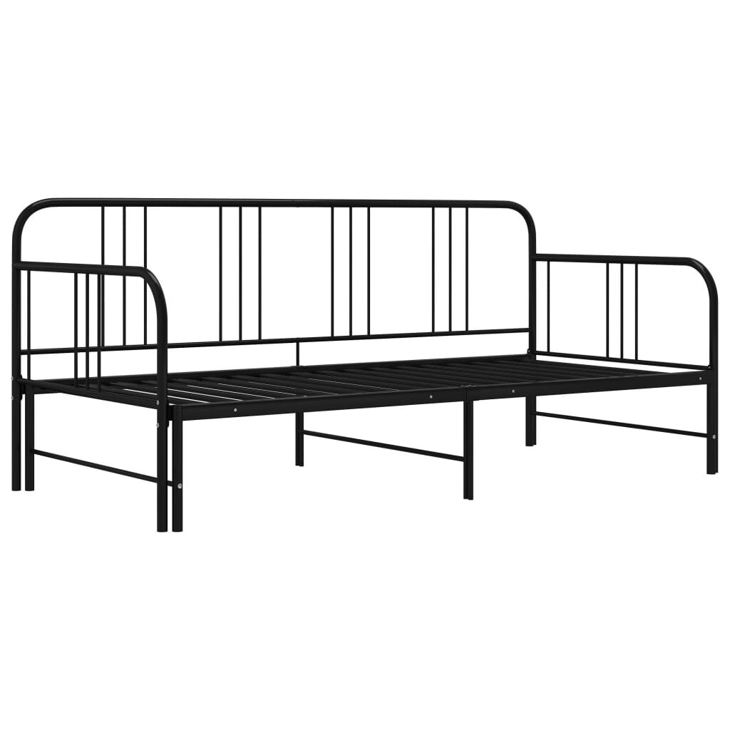 vidaXL Uitschuifbaar Slaapbankframe 90x200 cm Zwart - 35% Korting!