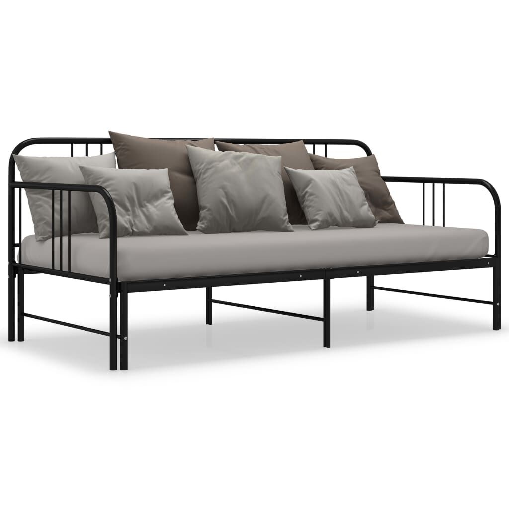 vidaXL Uitschuifbaar Slaapbankframe 90x200 cm Zwart - 35% Korting!