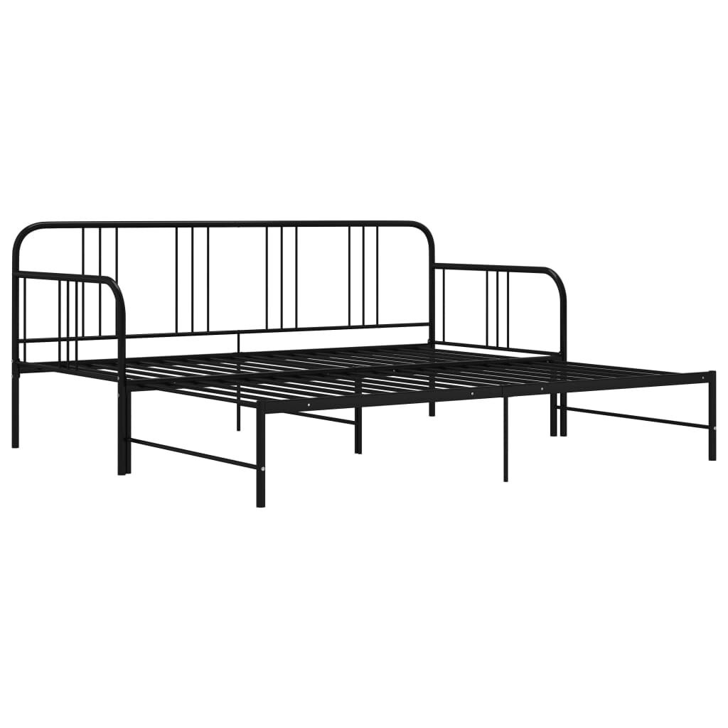 vidaXL Uitschuifbaar Slaapbankframe 90x200 cm Zwart - 35% Korting!