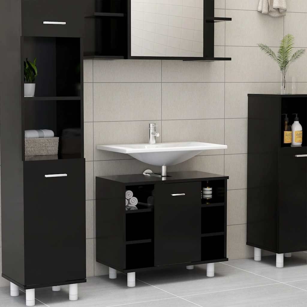 vidaXL Badkamerkast Zwart 60cm - 35% Korting! (Nietjes)