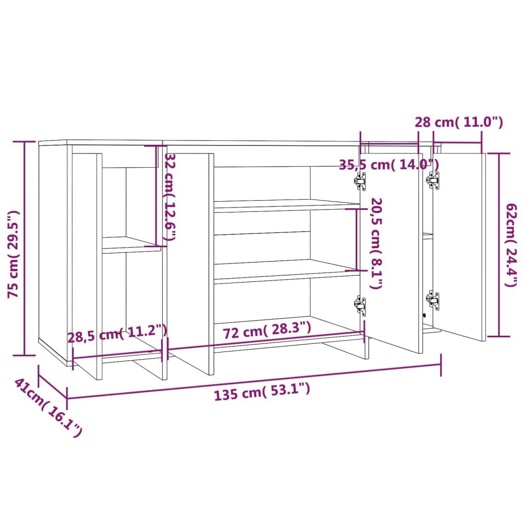 vidaXL Dressoir Grijs Sonoma Eiken - 47% Korting!