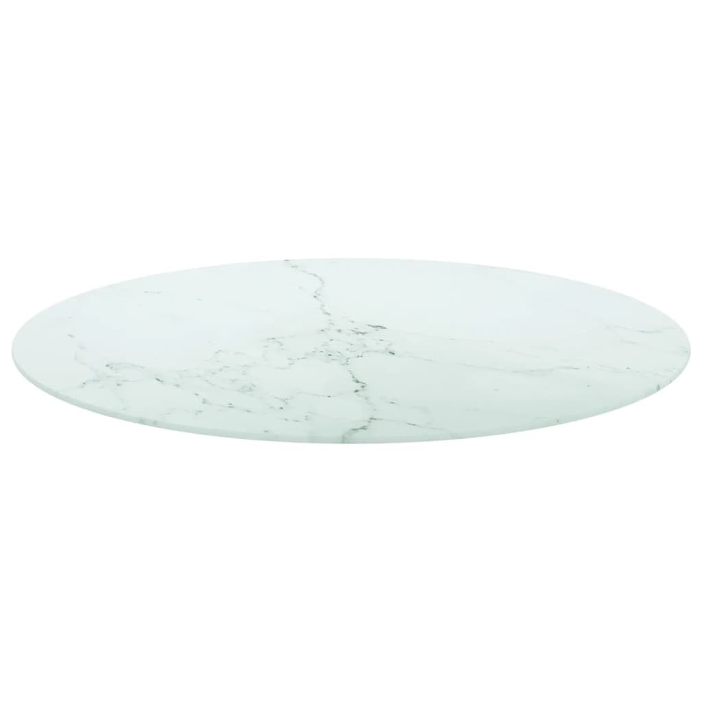 vidaXL Tafelblad Ø80cm Glas Marmer Wit - 35% Korting!