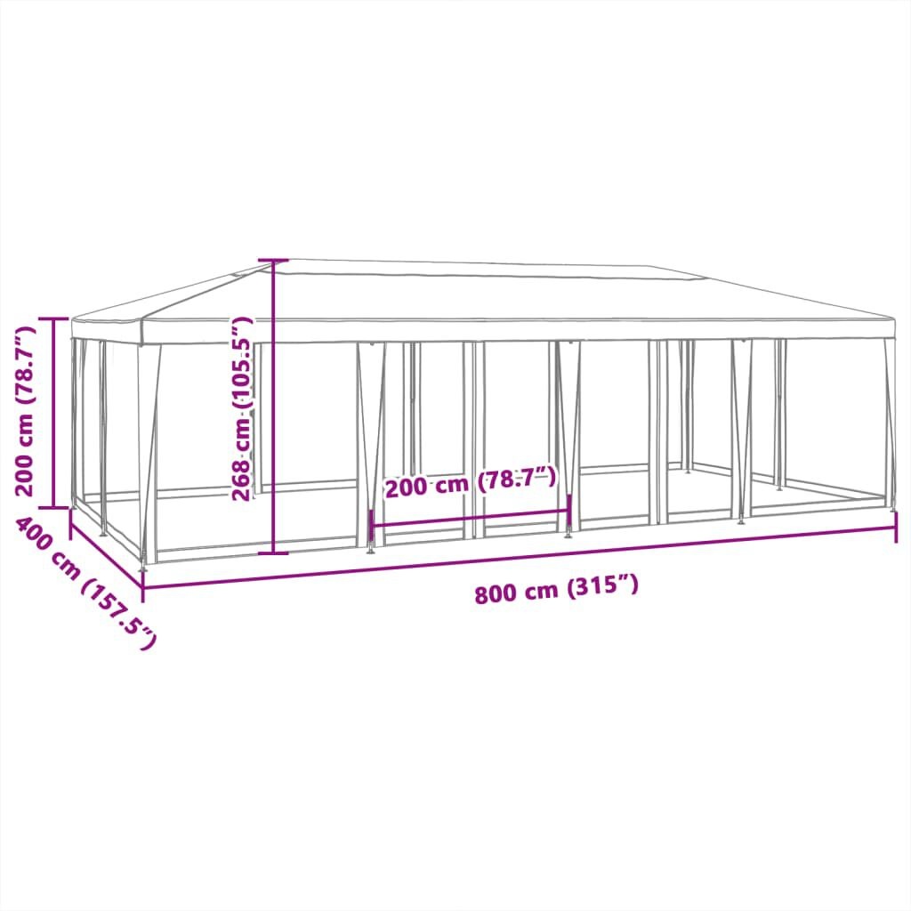 Partytent 8x4m wit met zijwanden - 35% Korting!