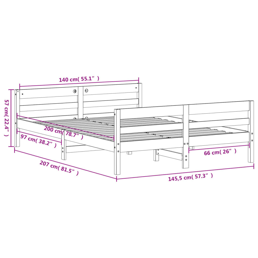 Grenen Bedframe 140x200 - Gebruikt, Topdeal! 35% Korting