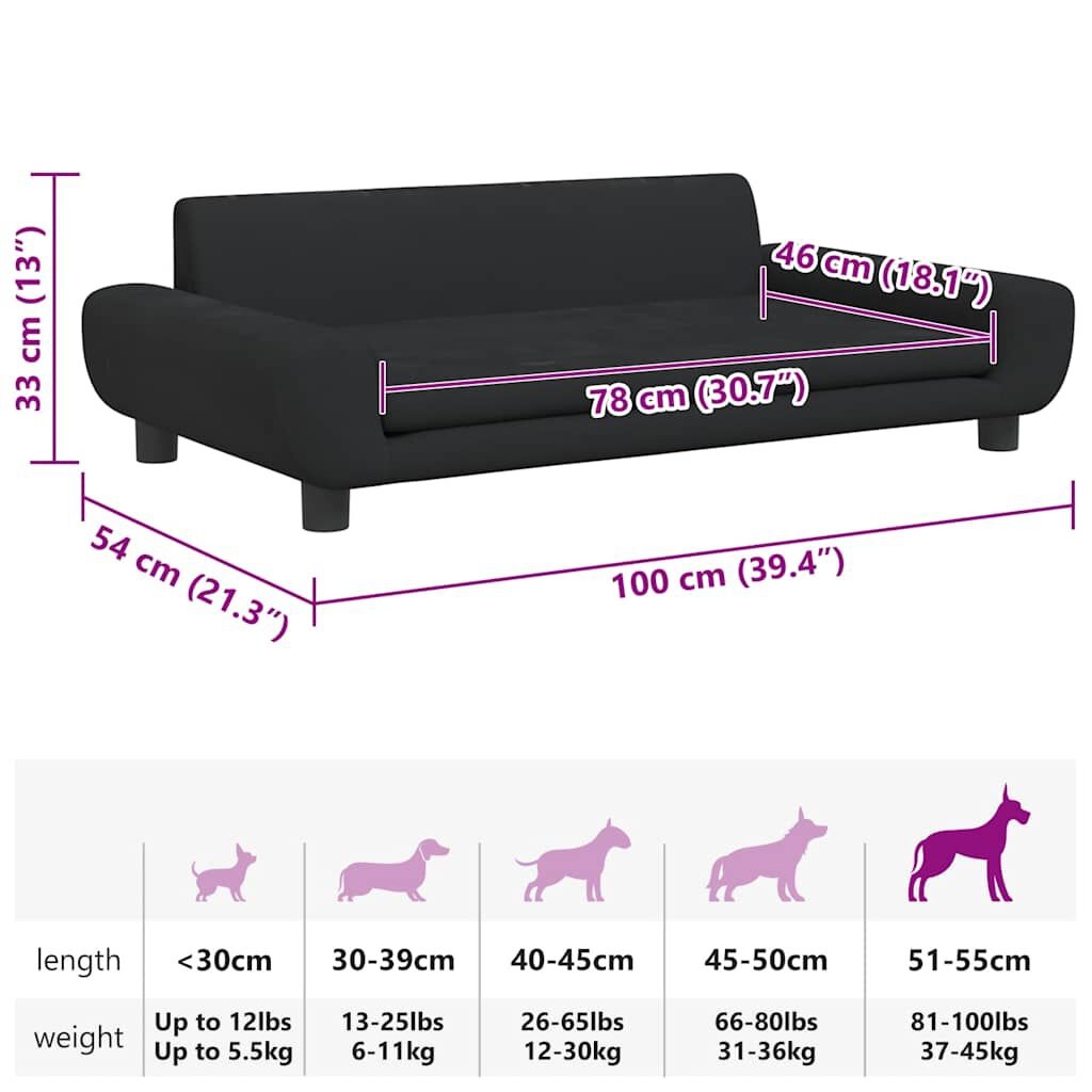VidaXL Hondenmand Fluweel Zwart 100cm - 35% Korting!