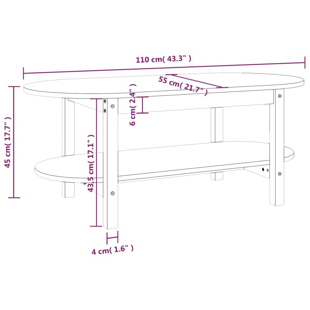 Salontafel Grenenhout Grijs 110x55cm -35% Korting!