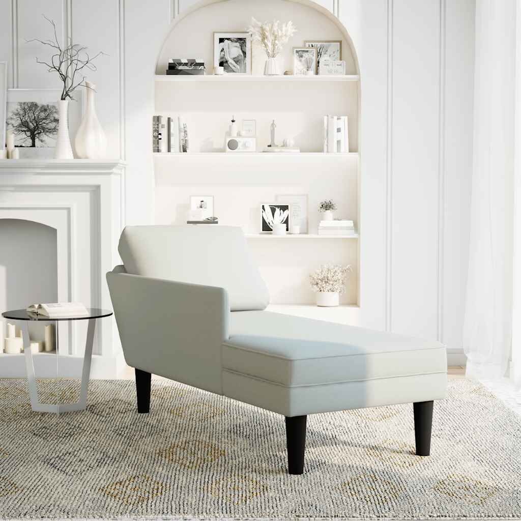 Chaise Longue Lichtgrijs Fluweel + Kussen -35% Korting!