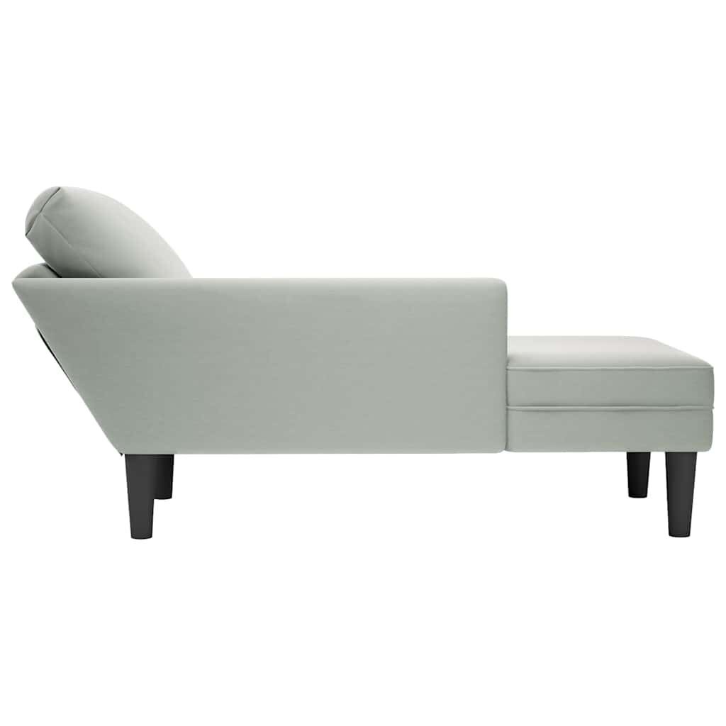 Chaise Longue Lichtgrijs Fluweel + Kussen -35% Korting!