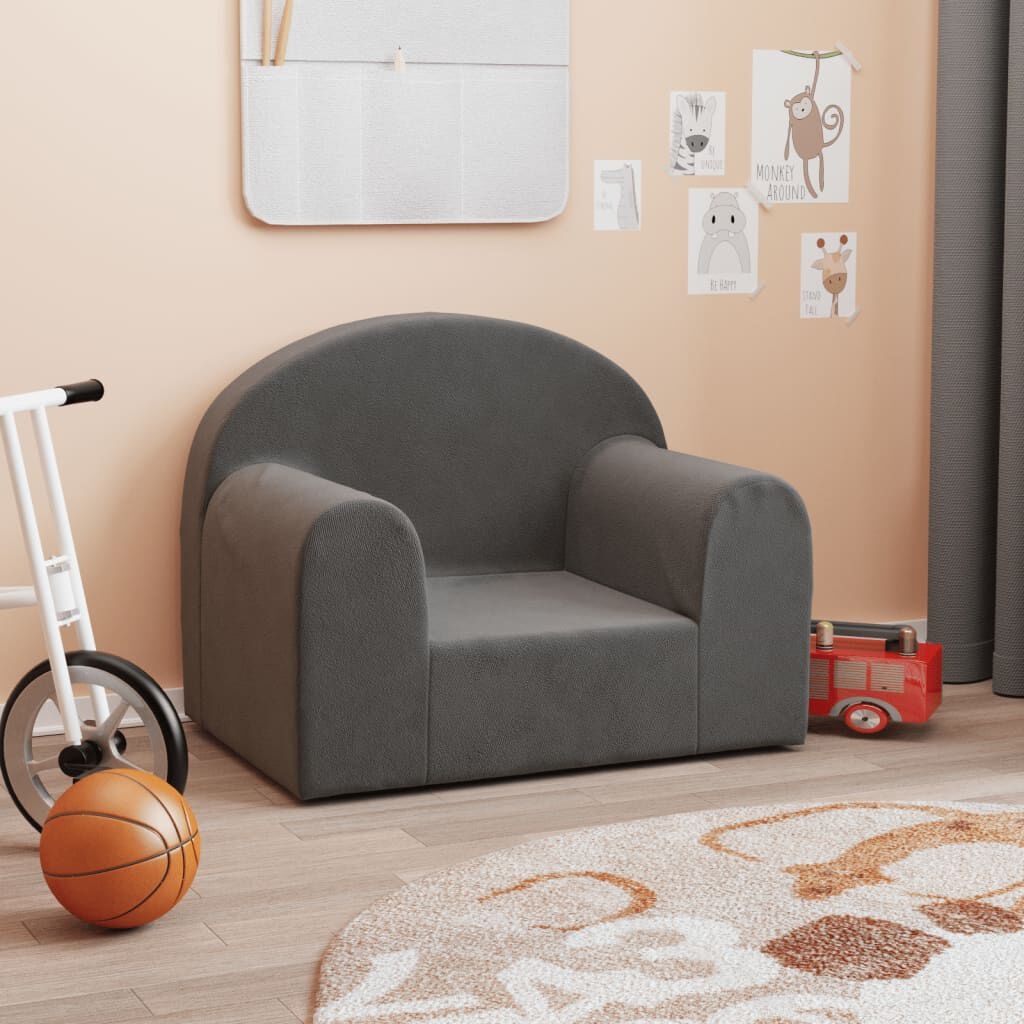 Kinderbank Pluche Antraciet -42%! Comfortabel & Schattig