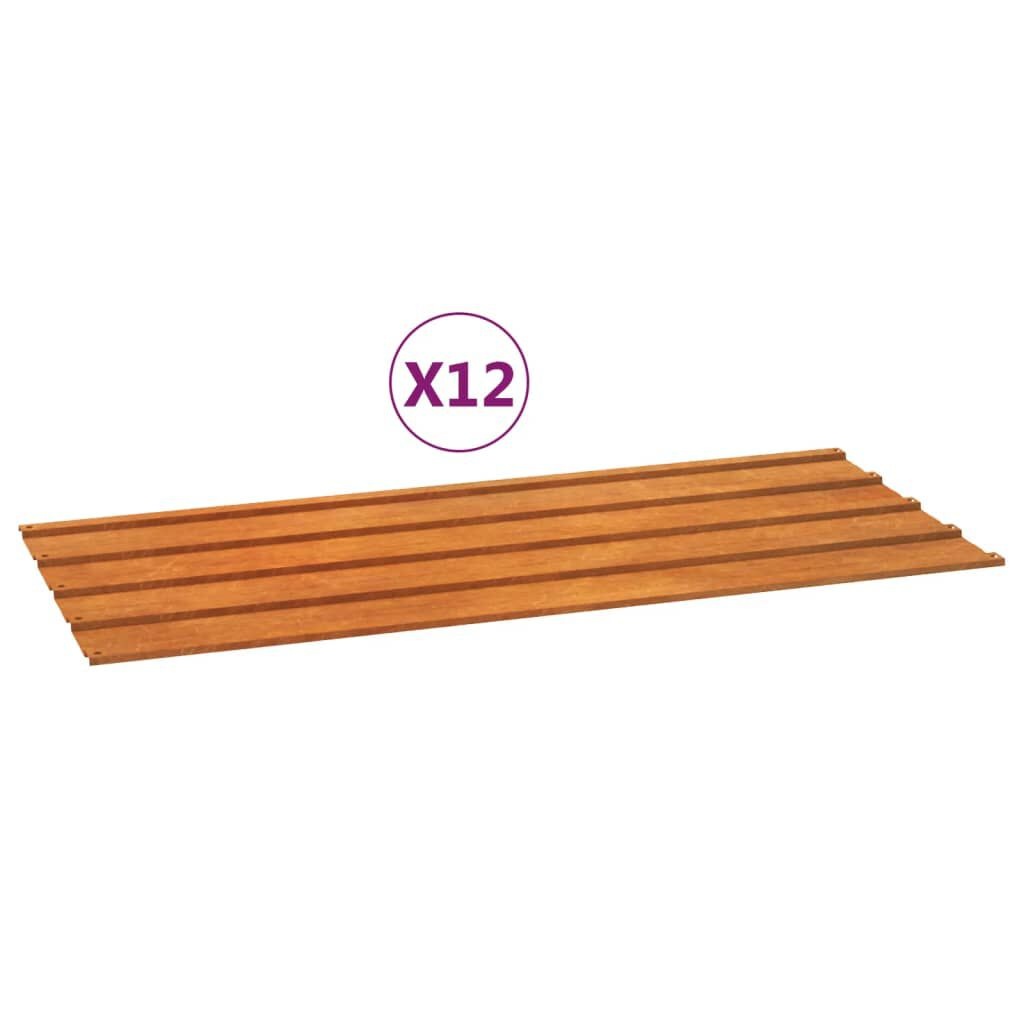 Dakpanelen Cortenstaal 12st - 42% Korting! Roestig 100x44cm