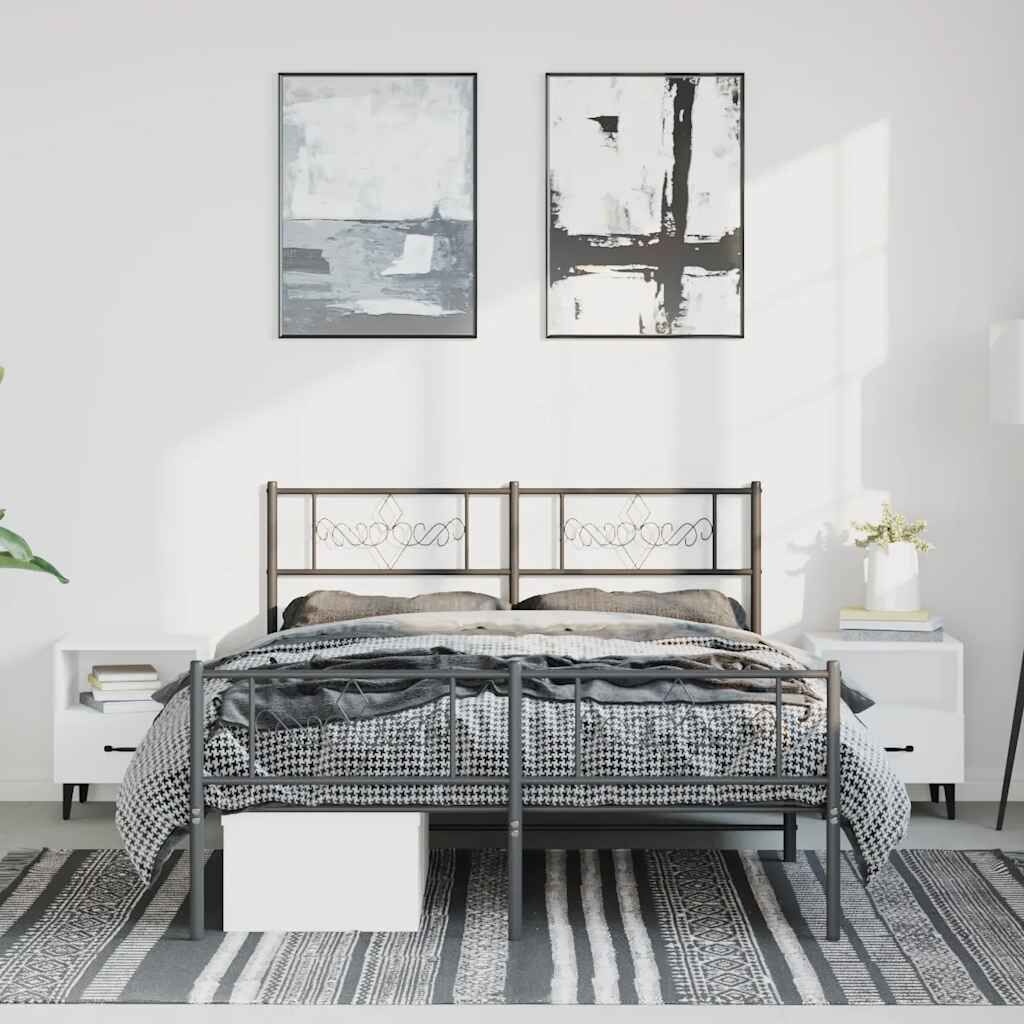 vidaXL Bedframe 150x200 Zwart Metaal -68% Korting!