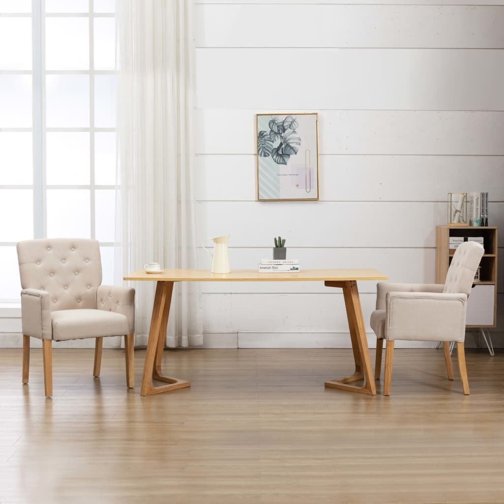 Eetkamerstoel met Armleuning Beige - 47% Korting!