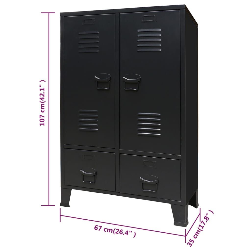 VidaXL Industriële Kledingkast Metaal Zwart -67x35x107cm - 42% Korting!