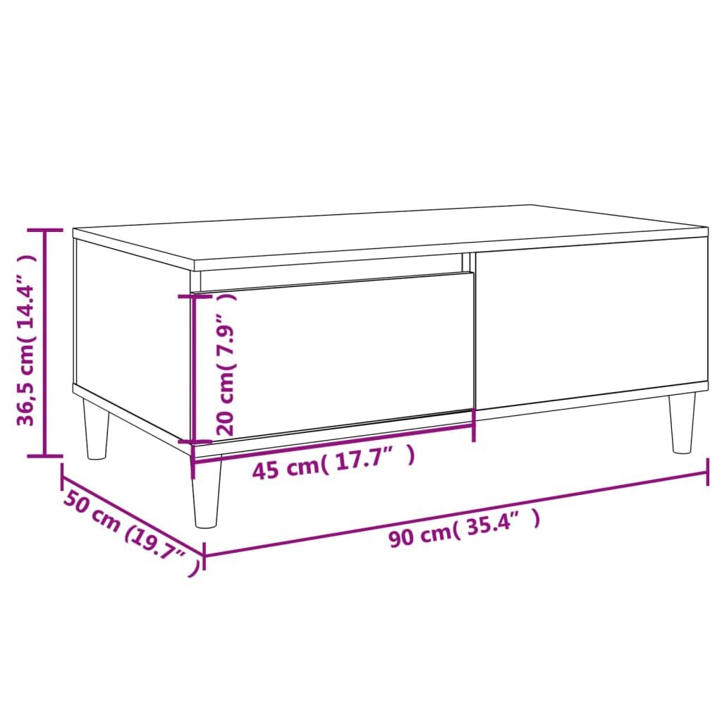 Salontafel Zwart Hout 90x50 - Retourdeal! 35% Korting