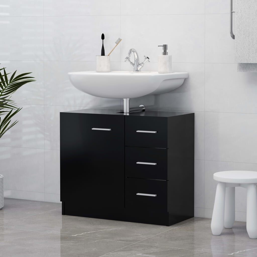 vidaXL Wastafelkast Zwart 63cm - 35% Korting!