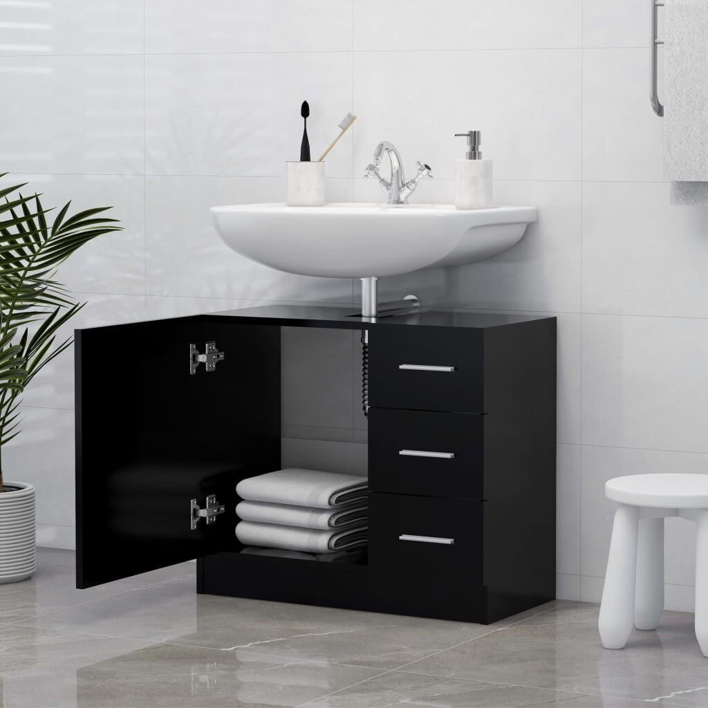 vidaXL Wastafelkast Zwart 63cm - 35% Korting!