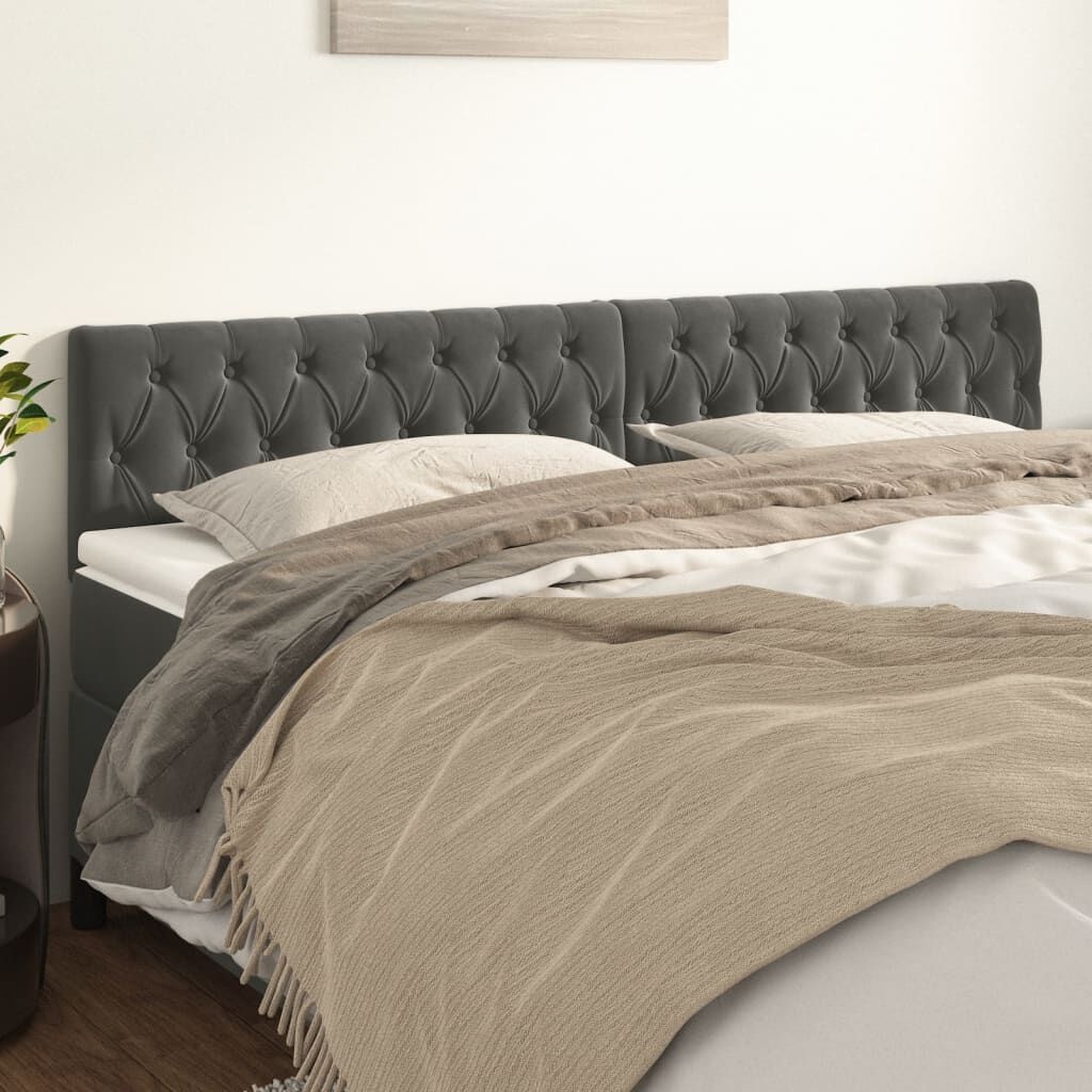 2x Donkergrijs Fluwelen Hoofdbord 90cm - 53% Korting!