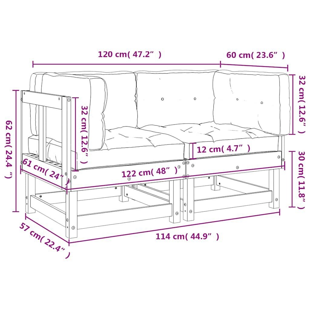 vidaXL Hoekbank Douglas Hout - 2 stuks - 35% Korting!