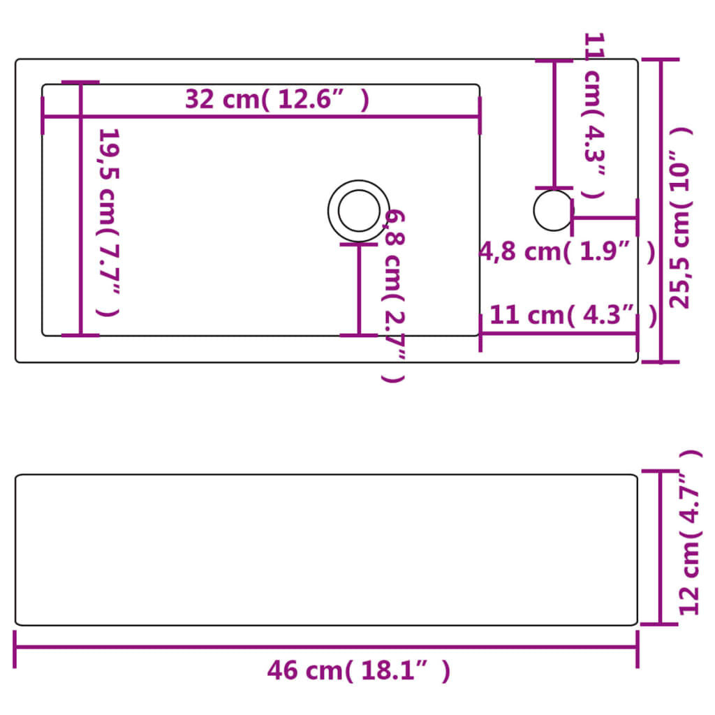 Wastafel Wit Keramiek 46cm - Nieuwstaat! 35% Korting