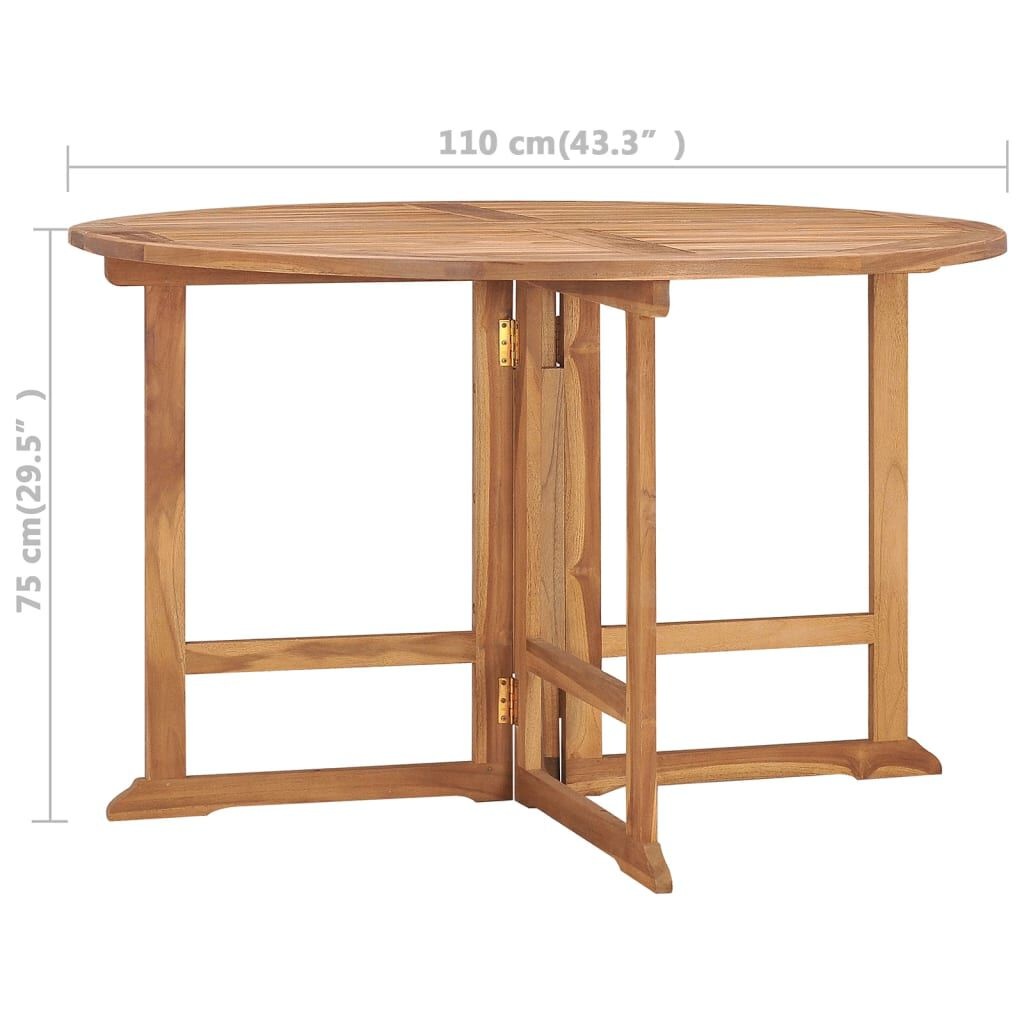 vidaXL Teakhouten Tuintafel Ø110cm - Inklapbaar - 35% Korting!