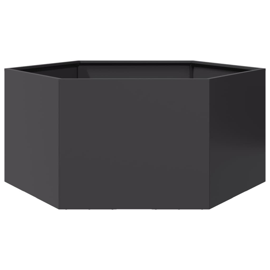 Zeshoekige Plantenbak Staal Zwart 104x90cm -35%!