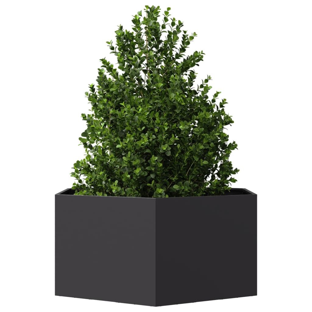 Zeshoekige Plantenbak Staal Zwart 104x90cm -35%!