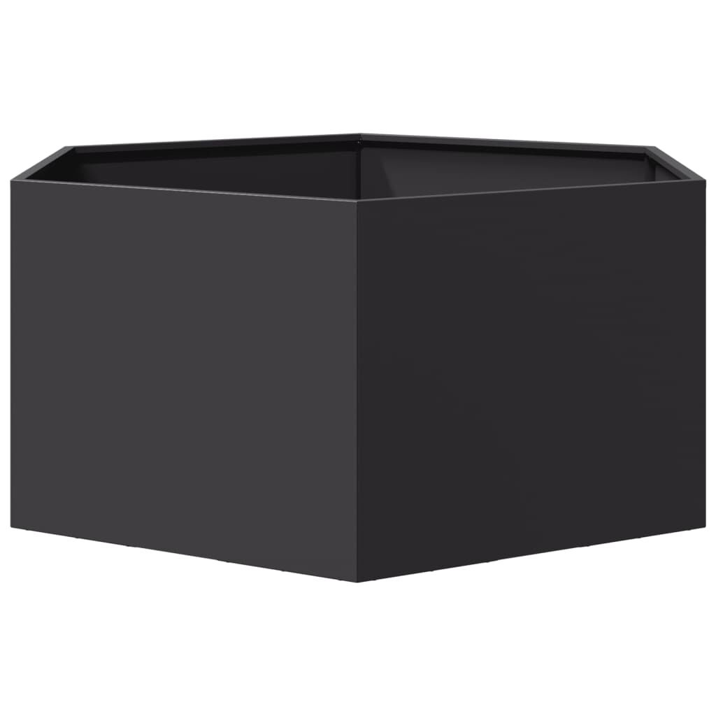 Zeshoekige Plantenbak Staal Zwart 104x90cm -35%!