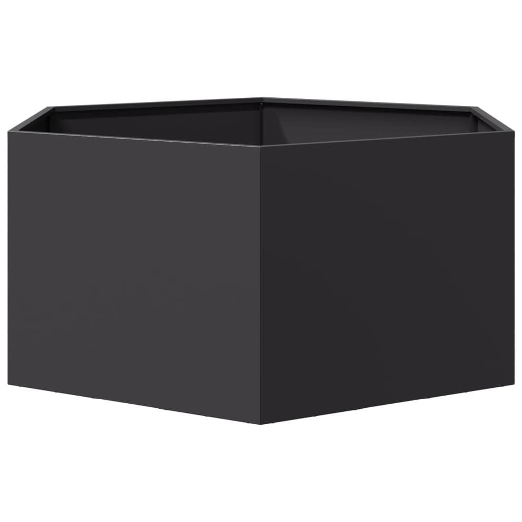 Zeshoekige Plantenbak Staal Zwart 104x90cm -35%!