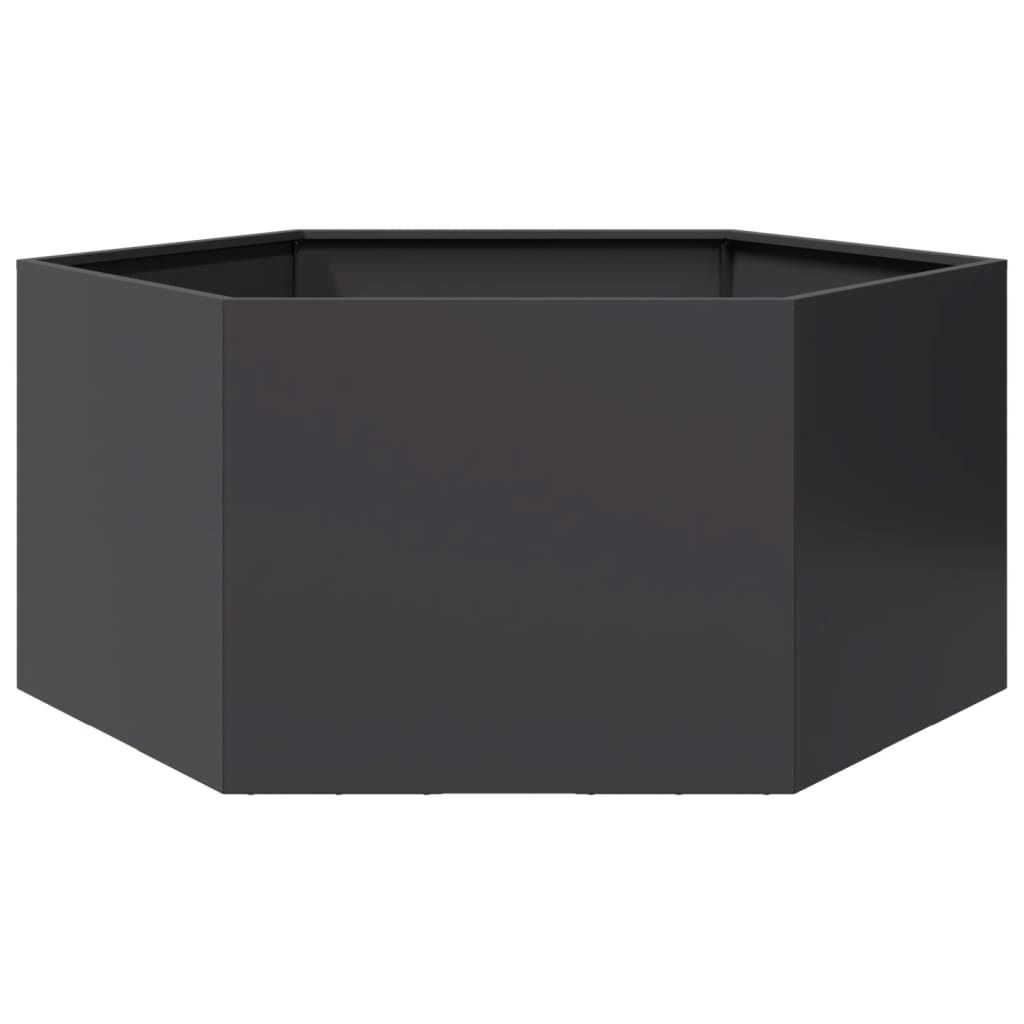 Zeshoekige Plantenbak Staal Zwart 104x90cm -35%!
