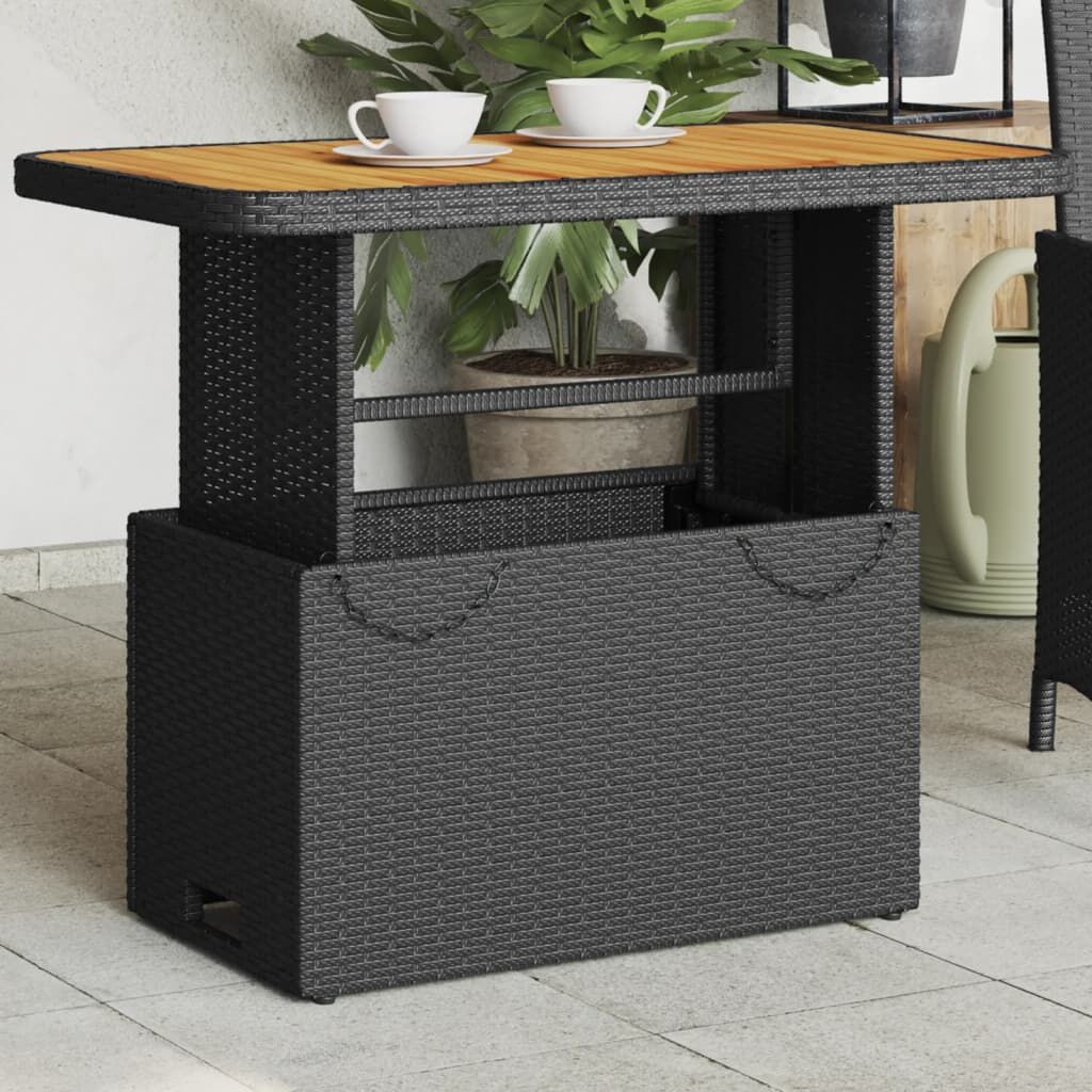 vidaXL Tuintafel Rattan/Acaciahout Zwart -35%! 90x55cm