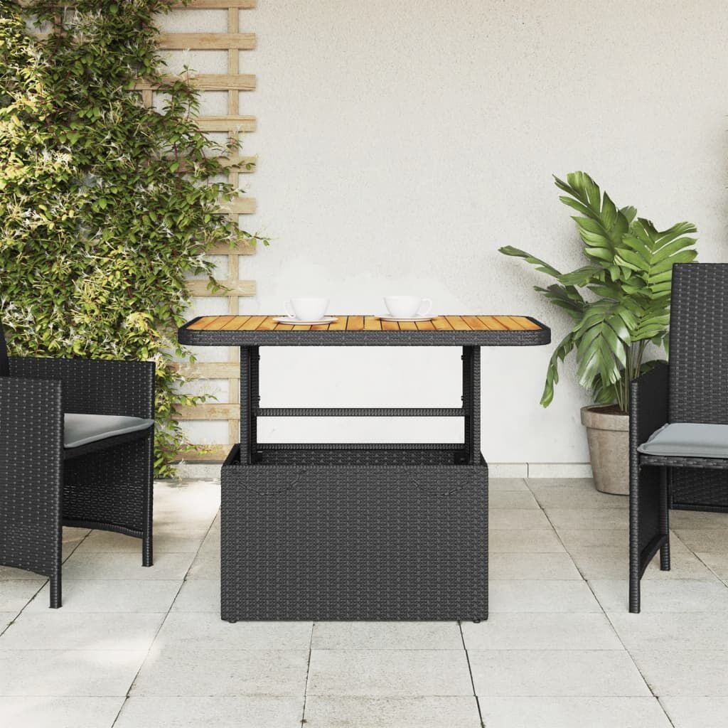 vidaXL Tuintafel Rattan/Acaciahout Zwart -35%! 90x55cm