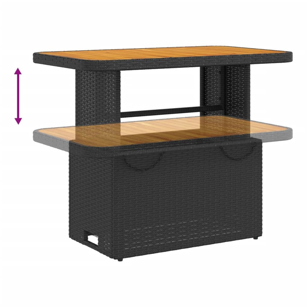 vidaXL Tuintafel Rattan/Acaciahout Zwart -35%! 90x55cm