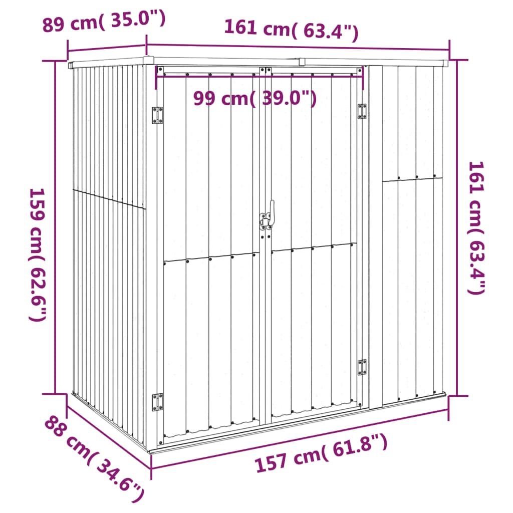Tuinschuur Gegalvaniseerd Staal Bruin - 161cm - 35% Korting!