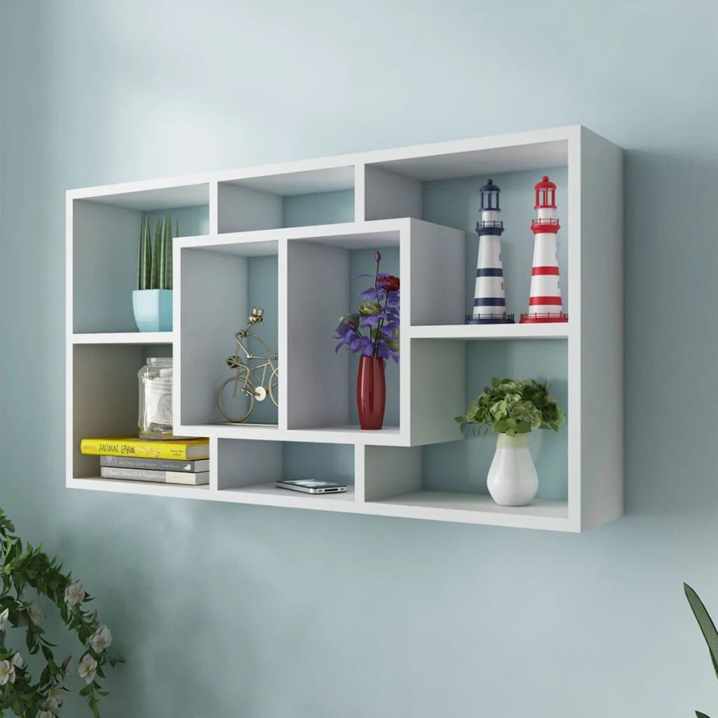 Wandschap Zwevend Wit - 8 Vakken - 35% Korting!