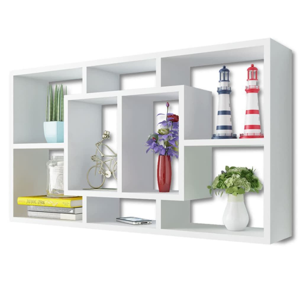 Wandschap Zwevend Wit - 8 Vakken - 35% Korting!