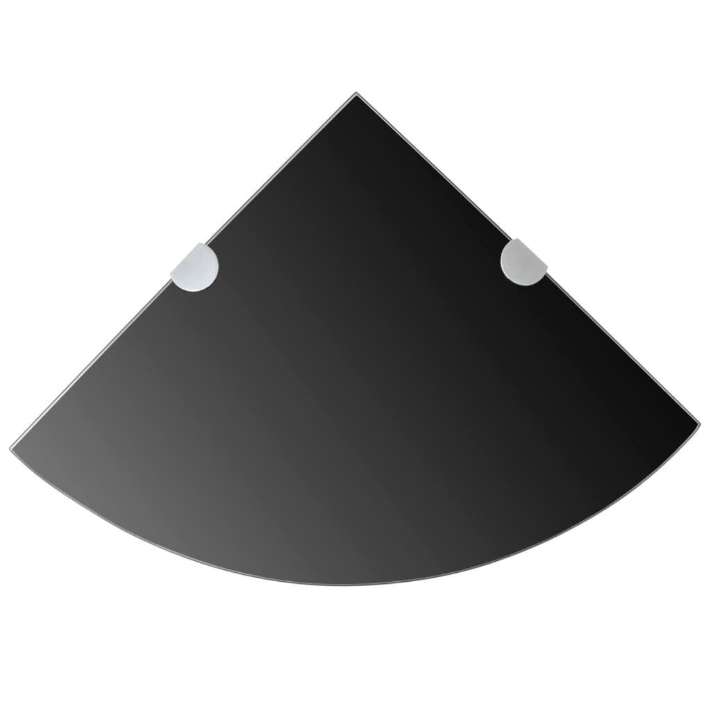 Hoekplank Zwart Glas 25x25cm - 35% Korting!