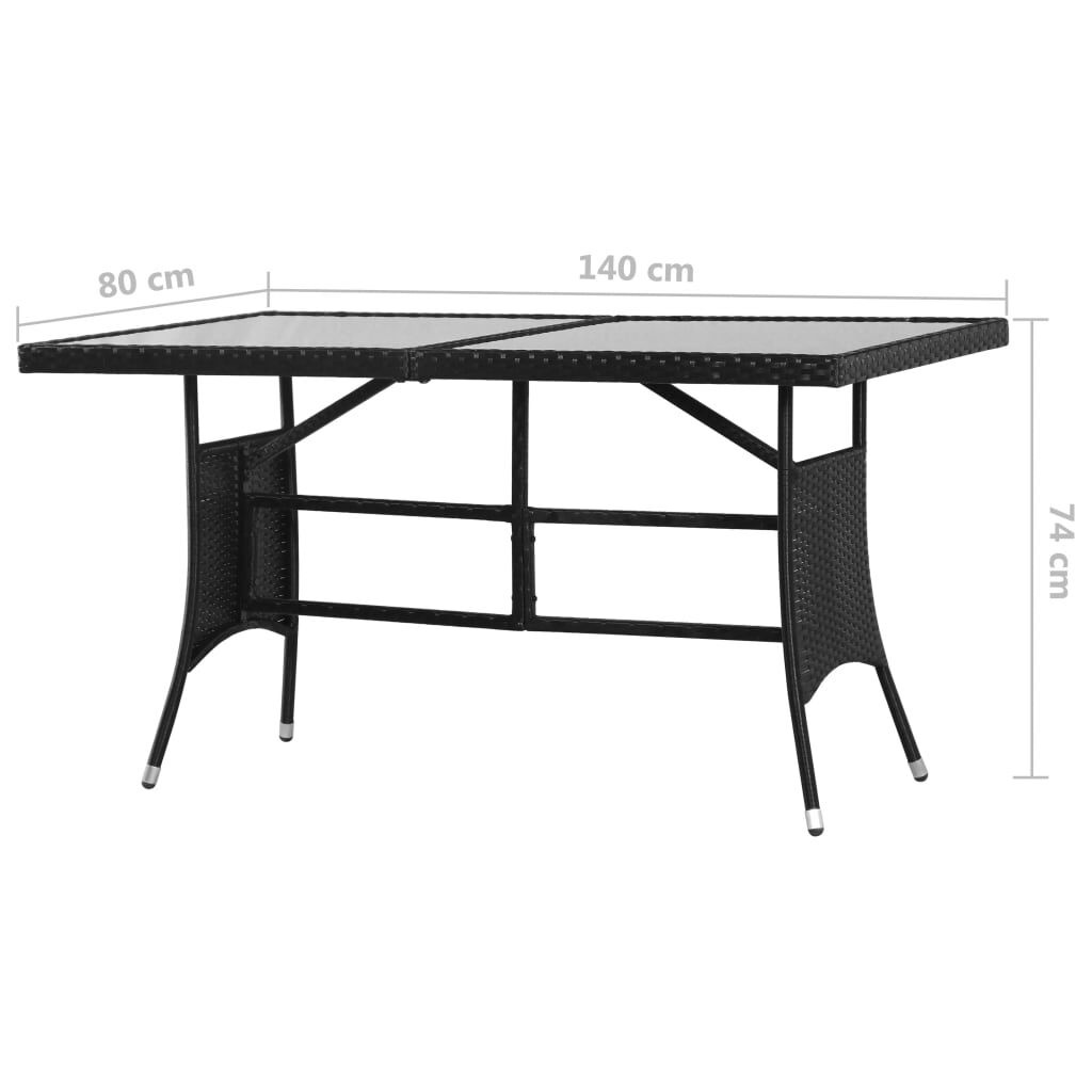 VidaXL Tuintafel Zwart - 140x80cm - 35% Korting!