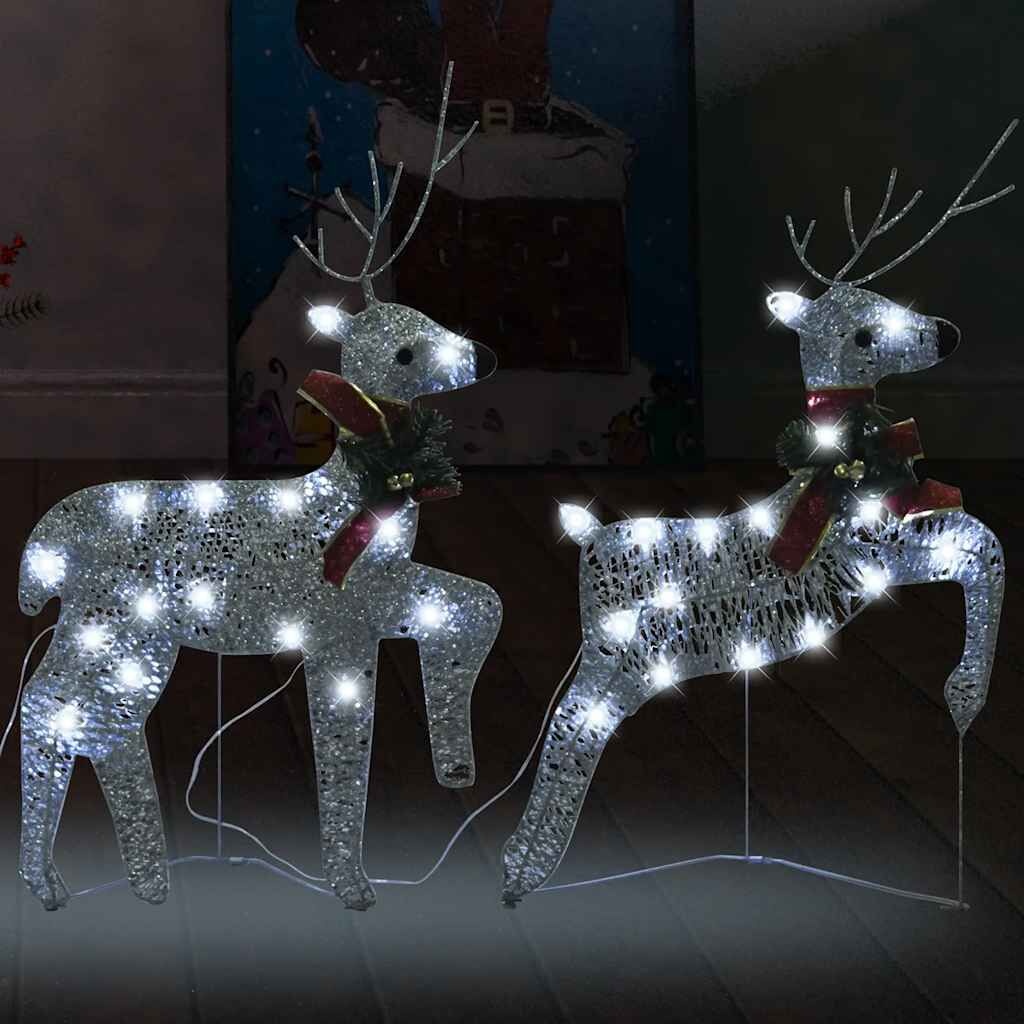 Kerstrendieren 2 st LED zilver -42% KORTING!