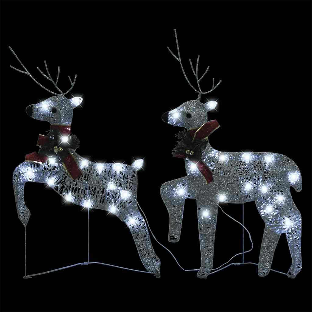 Kerstrendieren 2 st LED zilver -42% KORTING!