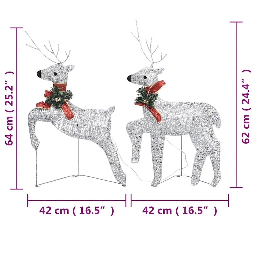 Kerstrendieren 2 st LED zilver -42% KORTING!